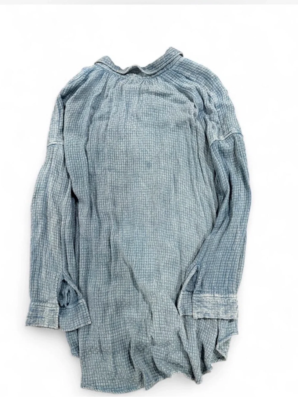 Free People Washed Light Blue Button-Down Shirt